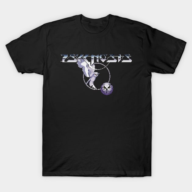 Retro Video Games Psygnosis Logo Pixellated T-Shirt by Meta Cortex